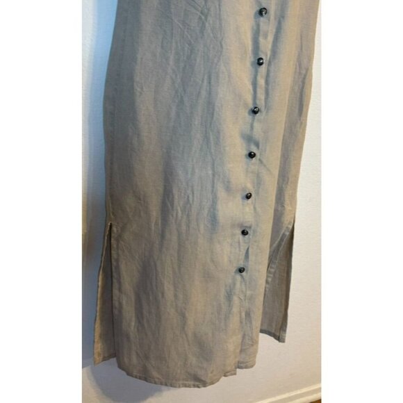 Valerie Stevens Pure Linen Button-Down Sleeveless Lagen Look Shirt Dress Size 16 - Picture 12 of 13